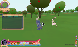 Size: 1280x768 | Tagged: safe, oc, oc only, oc:chrome thunder, pony, unicorn, apple tree, armor, dryad, game, game screencap, legends of equestria, solo, tree