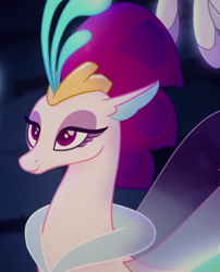 Size: 640x792 | Tagged: safe, screencap, queen novo, seapony (g4), my little pony: the movie, beautiful, cropped, eyeshadow, female, fins, lidded eyes, makeup, one small thing, purple eyes, queen, smiling, solo focus, underwater