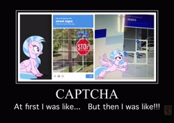 Size: 3703x2616 | Tagged: safe, silverstream, captcha, demotivational poster, meme, stairs, that hippogriff sure does love stairs