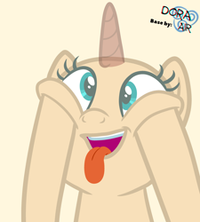 Size: 3000x3326 | Tagged: safe, artist:doraair, oc, oc only, pony, unicorn, base, bust, cheek squish, horn, solo, squishy cheeks, tongue out, unicorn oc