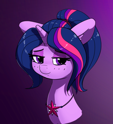 Size: 2048x2240 | Tagged: safe, artist:pabbley, twilight sparkle, pony, bust, disembodied head, head, jewelry, necklace, portrait, princess, smiling, solo