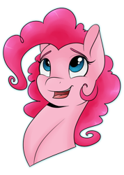 Size: 500x704 | Tagged: safe, artist:llacky, pinkie pie, earth pony, pony, bust, cute, diapinkes, female, mare, open mouth, portrait, simple background, solo, transparent background