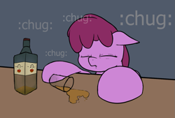 Size: 981x662 | Tagged: safe, artist:whiskeypanda, derpibooru exclusive, berry punch, berryshine, earth pony, pony, /mlp/, alcohol, drunk, eyes closed, mlp anniversary, passing out, solo