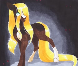 Size: 2565x2175 | Tagged: safe, artist:frozensoulpony, oc, oc:canary, earth pony, pony, female, mare, solo, traditional art