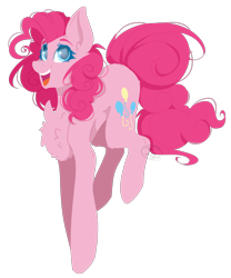 Size: 1864x2242 | Tagged: safe, artist:thelazysense, pinkie pie, earth pony, pony, chest fluff, cute, diapinkes, ear fluff, female, leg fluff, lineless, mare, open mouth, simple background, solo, transparent background