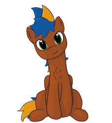 Size: 2000x2200 | Tagged: safe, artist:hiddelgreyk, oc, oc only, pegasus, pony, 2020 community collab, blue mane, brown coat, chest fluff, derpibooru community collaboration, green eyes, head tilt, male, pegasus oc, simple background, sitting, solo, stallion, transparent background