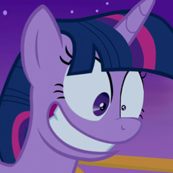 Size: 1000x1000 | Tagged: safe, edit, edited screencap, screencap, twilight sparkle, twilight sparkle (alicorn), alicorn, pony, between dark and dawn, cropped, faic, female, freakout, night, solo, twilynanas, wide eyes