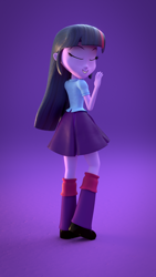 Size: 1080x1920 | Tagged: safe, artist:creatorofpony, artist:rjrgmc28, twilight sparkle, twilight sparkle (alicorn), alicorn, equestria girls, 3d, blender, solo