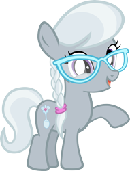 Size: 5000x6557 | Tagged: safe, artist:metatiara, edit, editor:slayerbvc, silver spoon, earth pony, pony, family appreciation day, accessory-less edit, female, filly, glasses, missing accessory, simple background, solo, transparent background, vector, vector edit