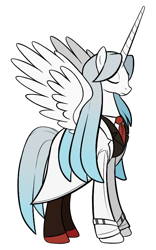 Size: 500x800 | Tagged: safe, artist:solarboyaaron, alicorn, pony, angela, crossover, eyes closed, lobotomy corporation, ponified, solo