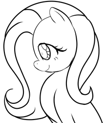 Size: 2000x2300 | Tagged: safe, artist:jessedoodles, fluttershy, pegasus, pony, black and white, bust, female, grayscale, inktober 2017, lineart, mare, monochrome, profile, smiling, solo
