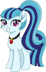 Size: 966x1500 | Tagged: safe, artist:cloudyglow, sonata dusk, earth pony, pony, digital art, equestria girls ponified, female, gem, grin, mare, ponified, simple background, siren gem, smiling, solo, transparent background