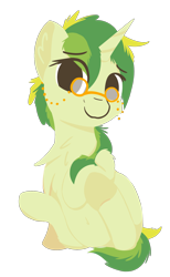 Size: 1200x1950 | Tagged: safe, artist:rhythmpixel, oc, oc only, oc:rhythm fruit, unicorn, 2020 community collab, chest fluff, derpibooru community collaboration, female, glasses, mare, simple background, sitting, solo, spectacles, transparent background