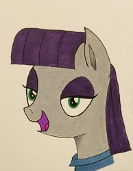 Size: 1711x2207 | Tagged: safe, artist:polar_storm, maud pie, earth pony, pony, colored sketch, female, green eyes, mare, purple eyeshadow, solo, traditional art