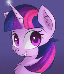 Size: 1259x1457 | Tagged: safe, artist:autumnvoyage, twilight sparkle, pony, bust, simple background, smiling, solo