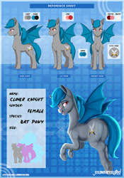 Size: 898x1280 | Tagged: safe, artist:jcosneverexisted, oc, oc only, oc:clover knight, bat pony, pony, ass, butt, commission, female, flying, looking at you, patreon, reference sheet, solo