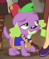 Size: 205x250 | Tagged: safe, screencap, spike, spike the regular dog, dog, equestria girls, movie magic, spoiler:eqg specials, clothes, costume, cropped, cute, smug, solo focus, spikabetes