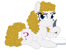 Size: 1000x834 | Tagged: safe, artist:sixes&sevens, earth pony, pony, book, doctor who, eyeshadow, female, lying down, makeup, ponified, quill, river song, simple background, transparent background