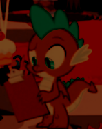 Size: 148x187 | Tagged: safe, alternate version, edit, edited screencap, screencap, spike, dragon, between dark and dawn, cake, candy, checklist, clipboard, cropped, dark, fixed image, food, texas filter, winged spike