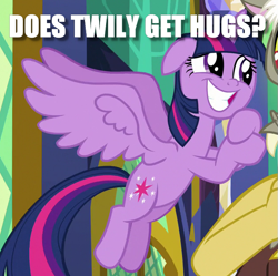 Size: 631x628 | Tagged: safe, edit, edited screencap, screencap, twilight sparkle, twilight sparkle (alicorn), alicorn, the beginning of the end, caption, cropped, cute, hug request, image macro, pleading, question, text, twiabetes