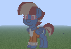 Size: 1024x705 | Tagged: safe, artist:artsy46, windy whistles, pegasus, pony, clothes, female, grass, grass field, mare, minecraft, minecraft pixel art, photo, pixel art, pony town, solo