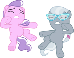 Size: 10623x8387 | Tagged: safe, artist:chezne, edit, editor:slayerbvc, diamond tiara, silver spoon, earth pony, pony, one bad apple, absurd resolution, accessory-less edit, duo, female, filly, glasses, missing accessory, simple background, transparent background, vector, vector edit