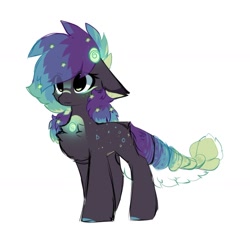 Size: 1280x1219 | Tagged: safe, artist:little-sketches, oc, oc:kuroshio, original species, pony, suisei pony, adopted, chest fluff, ear fluff, eye clipping through hair, female, simple background, solo, white background