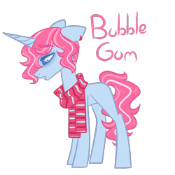 Size: 900x900 | Tagged: safe, artist:fallen--fate, oc, oc:bubble gum, pony, unicorn, bags under eyes, blank flank, clothes, colored pupils, ear piercing, earring, jewelry, male, offspring, parent:pinkie pie, parent:pokey pierce, parents:pokeypie, piercing, scarf, simple background, solo, stallion, transparent background