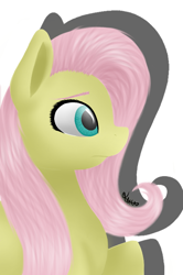 Size: 540x812 | Tagged: safe, artist:filypaws, fluttershy, pegasus, pony, female, frown, mare, raised hoof, redraw, shadow, simple background, solo, white background