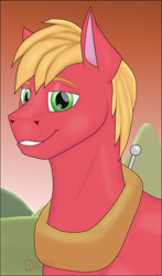 Size: 4282x7263 | Tagged: safe, artist:discbreaker100, big macintosh, pony, bust, looking at you, male, smiling, solo, stallion