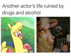 Size: 700x550 | Tagged: safe, paprika paca, alpaca, them's fightin' herds, another actor's life ruined by drugs and alcohol, community related, cursed image, dank memes, drugs, meme, not salmon, public service announcement, wat