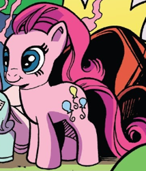 Size: 252x294 | Tagged: safe, idw, pinkie pie, earth pony, pony, spoiler:comic, spoiler:comic78, cropped, inanimate tf, toy, transformation