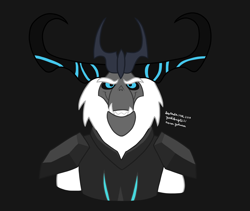 Size: 2402x2028 | Tagged: safe, artist:yoshiknight2, storm king, yeti, my little pony: the movie, antagonist, armor, bust, crown, dark background, evil grin, grin, horns, portrait, simple background, smiling, solo