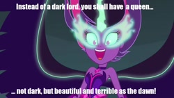 Size: 1280x720 | Tagged: safe, edit, edited screencap, screencap, midnight sparkle, sci-twi, twilight sparkle, equestria girls, friendship games, caption, galadriel, image macro, lord of the rings, reference, smiling, solo, text