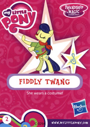 Size: 572x800 | Tagged: safe, fiddlesticks, earth pony, pony, apple family member, card, clothes, costume, female, mare, merchandise, official, text