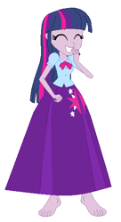 Size: 298x546 | Tagged: safe, alternate version, artist:hubfanlover678, artist:starman1999, twilight sparkle, twilight sparkle (alicorn), alicorn, equestria girls, alternate universe, barefoot, clothes, feet, long skirt, skirt, solo