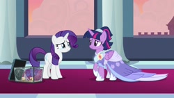 Size: 1920x1080 | Tagged: safe, screencap, rarity, twilight sparkle, twilight sparkle (alicorn), alicorn, pony, spider, unicorn, the last problem, crying, second coronation dress, tears of joy, teary eyes