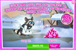 Size: 1031x681 | Tagged: safe, smoky jr., raccoon, advertisement, gameloft, gem