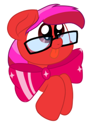 Size: 226x301 | Tagged: safe, artist:swivel starsong, artist:xxxdavid09xxx, oc, oc only, oc:ruby star, earth pony, bowtie, cute, glasses, male, ocbetes, simple background, solo, stallion, tongue out, transparent background