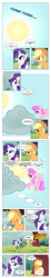 Size: 868x4697 | Tagged: safe, artist:dziadek1990, edit, edited screencap, screencap, applejack, rarity, earth pony, pony, unicorn, comic:sunny day, a dog and pony show, look before you sleep, angry, annoyed, bucking, cloud, comic, conversation, dialogue, out of character, raincloud, screencap comic, sky, slice of life, sun, text, tree