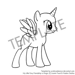 Size: 665x665 | Tagged: safe, artist:acidicsubstance, oc, oc only, alicorn, pony, alicorn oc, base, lineart, monochrome, simple background, solo, text, watermark, white background