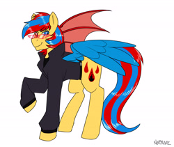 Size: 4691x3965 | Tagged: safe, artist:neoncel, oc, oc:starflame blood, pegasus, pony, 80s, solo