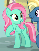 Size: 160x210 | Tagged: safe, screencap, pegasus, pony, the last problem, background pony, cropped, female, lolly popper, mare, minty breeze, solo focus