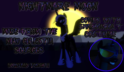Size: 1024x600 | Tagged: safe, artist:nanayashikiplz, nightmare moon, pony, .zip file at source, 3d, 3d model, clothes, costume, downloadable, gmod, night, shadowbolts costume, solo