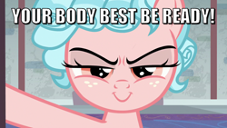 Size: 1280x720 | Tagged: safe, edit, edited screencap, screencap, cozy glow, pegasus, pony, school raze, caption, female, femdom, image macro, solo, text