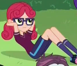 Size: 271x233 | Tagged: safe, screencap, alizarin bubblegum, equestria girls, friendship games, cropped, sit-ups, solo focus