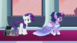 Size: 1920x1080 | Tagged: safe, screencap, rarity, twilight sparkle, twilight sparkle (alicorn), alicorn, pony, spider, unicorn, the last problem, crying, second coronation dress, tears of joy, teary eyes