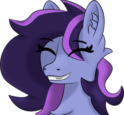 Size: 1573x1455 | Tagged: safe, artist:anthroponiessfm, oc, oc only, oc:raven storm, pony, cute, ear fluff, explicit source, eye clipping through hair, eyes closed, female, fluffy, grin, long mane, simple background, smiling, transparent background