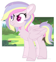 Size: 1875x2070 | Tagged: safe, artist:rerorir, oc, oc:pink cloud, pegasus, pony, base used, female, heterochromia, mare, solo