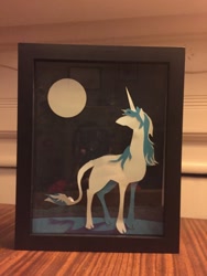 Size: 2448x3264 | Tagged: safe, artist:samoht-lion, pony, unicorn, craft, full moon, irl, leonine tail, looking up, moon, night, papercraft, photo, stars